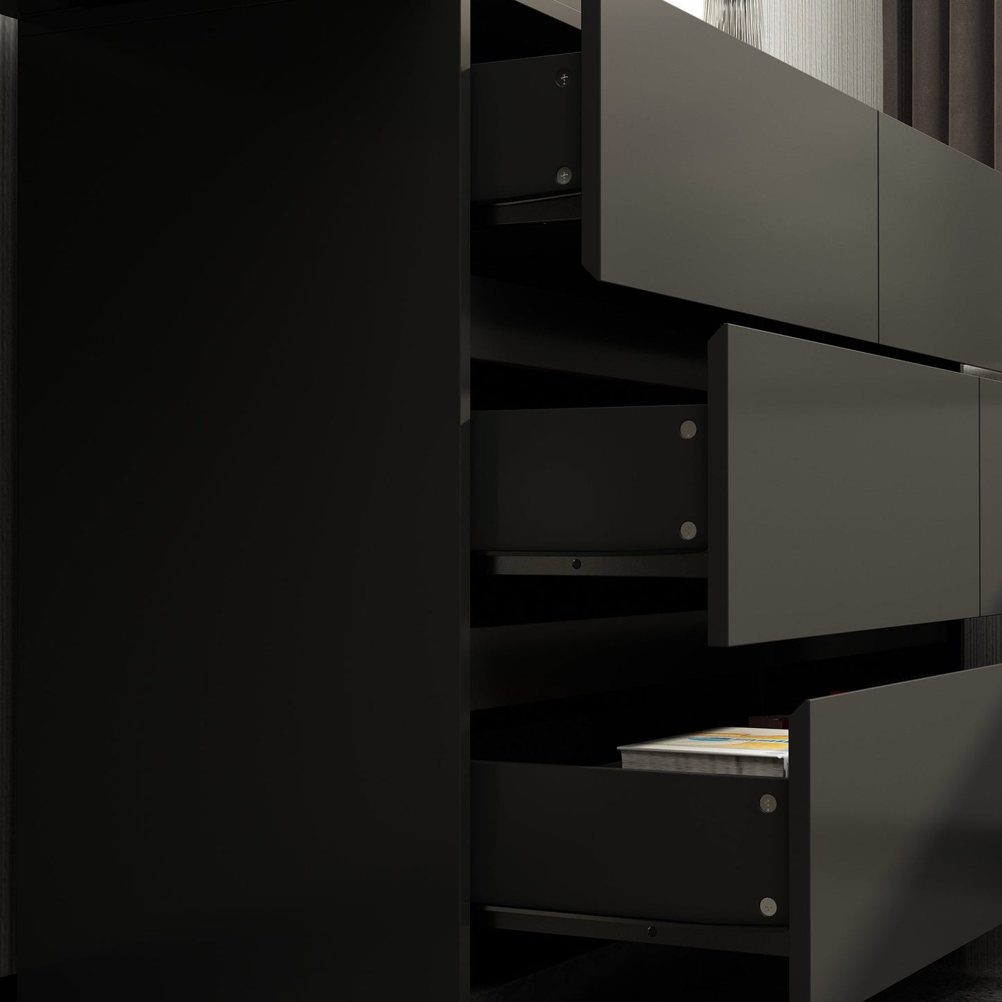 Table de travail pivotante en forme de L avec 6 tiroirs