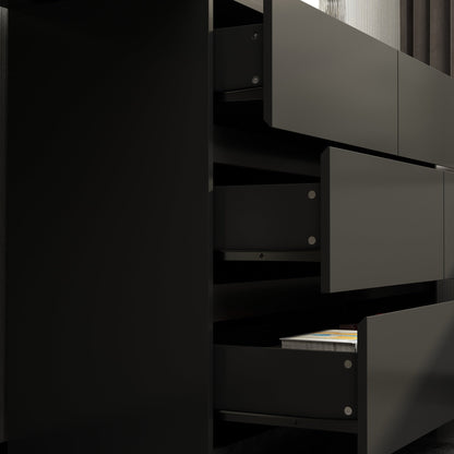 Table de travail pivotante en forme de L avec 6 tiroirs