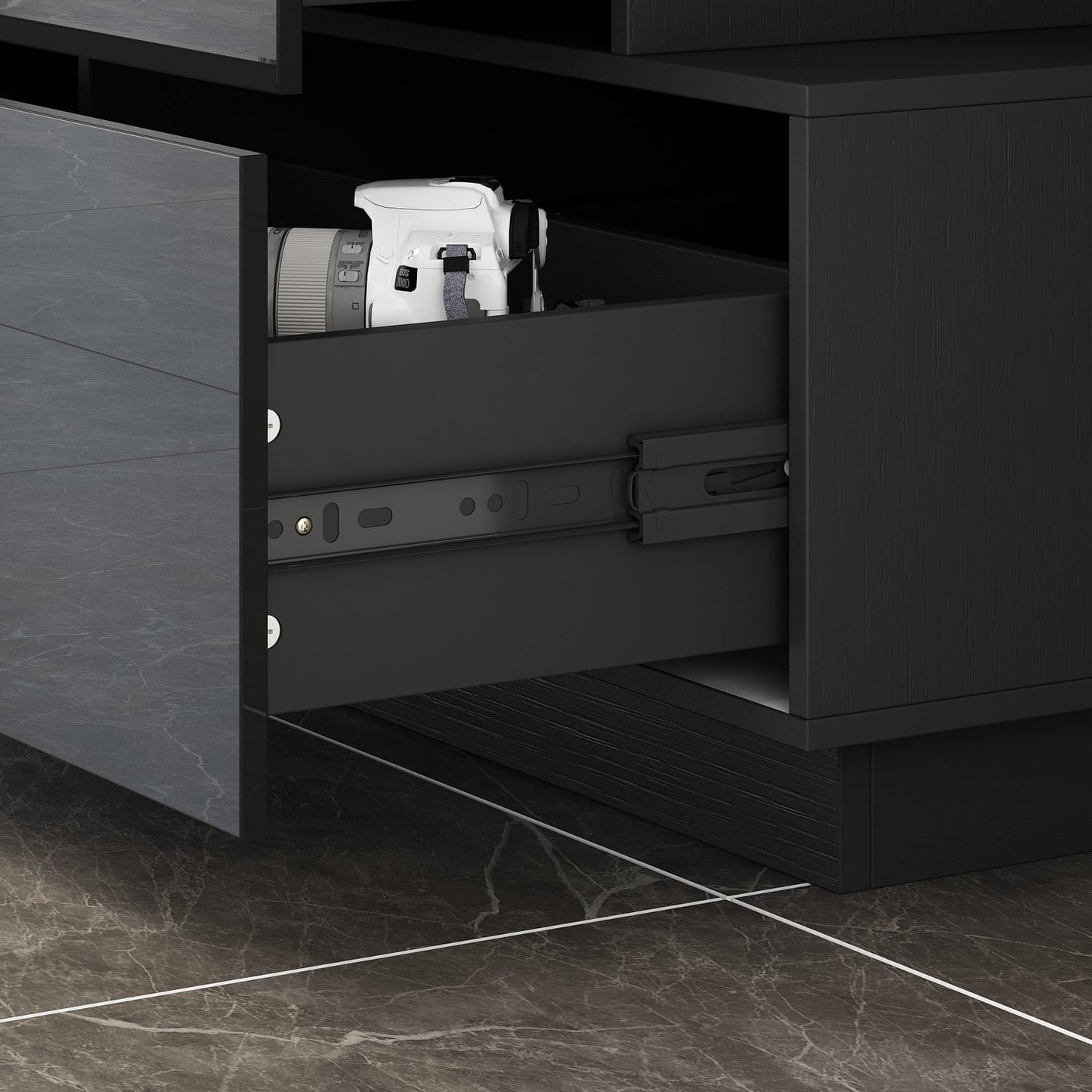 Commode double laquée brillante, buffet à 6 tiroirs pour salon