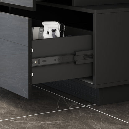 Commode double laquée brillante, buffet à 6 tiroirs pour salon