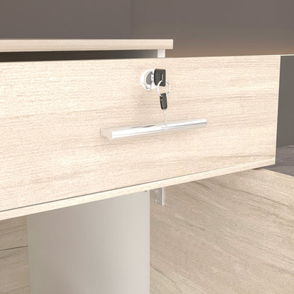 Bureau d'accueil avec comptoir et armoires de classement pour la caisse et la vente au détail 