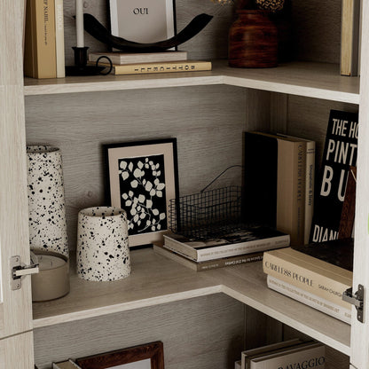 Bibliothèque modulaire à 4 tiroirs avec portes en verre dépoli, 71 po H x 126 po L