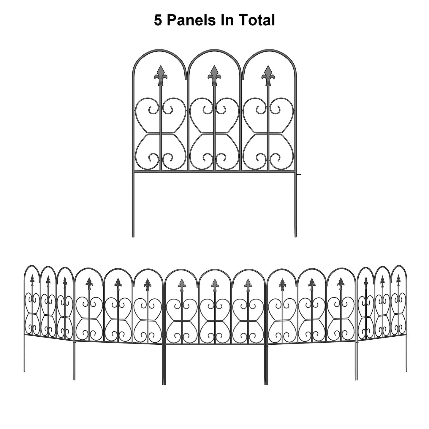 Clôture métallique 32 po H x 24 po L avec 5 panneaux inclus