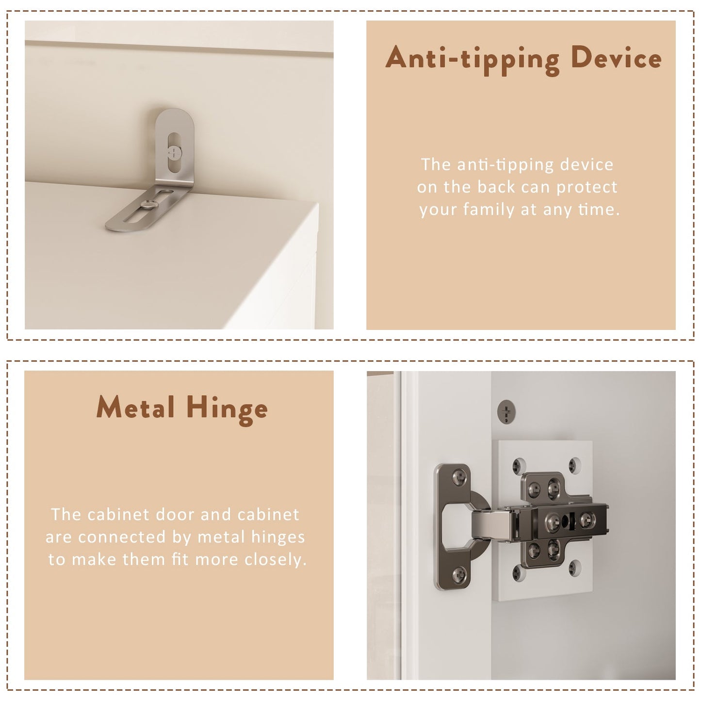 Grande bibliothèque vitrine avec étagères de rangement, 3 portes vitrées et 4 tiroirs avec poignées en métal