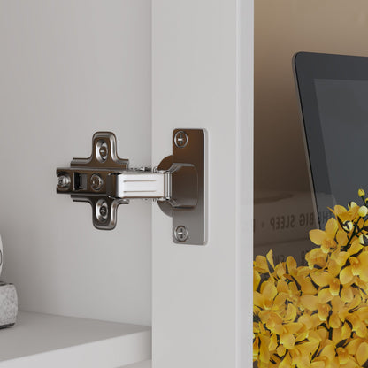 Armoire de rangement avec portes vitrées et étagères réglables 