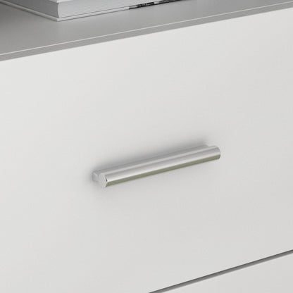 Bureau d'ordinateur en forme de L avec tiroirs et étagères, idéal pour écrire et jouer à domicile.