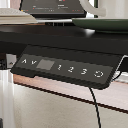 Bureau électrique moderne à hauteur réglable avec deux modules de rangement et un panneau perforé organisateur