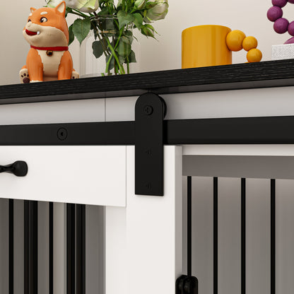 Cage pour chien à porte de grange avec verrou