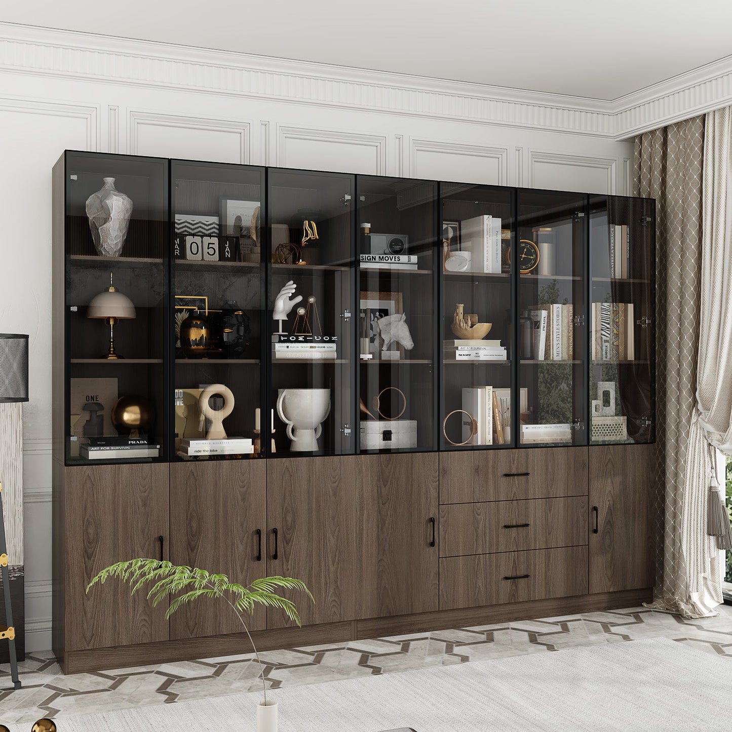 Bibliothèque combinée avec éclairage LED