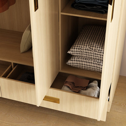 Armoire-penderie avec tringle, 2 tiroirs et étagères