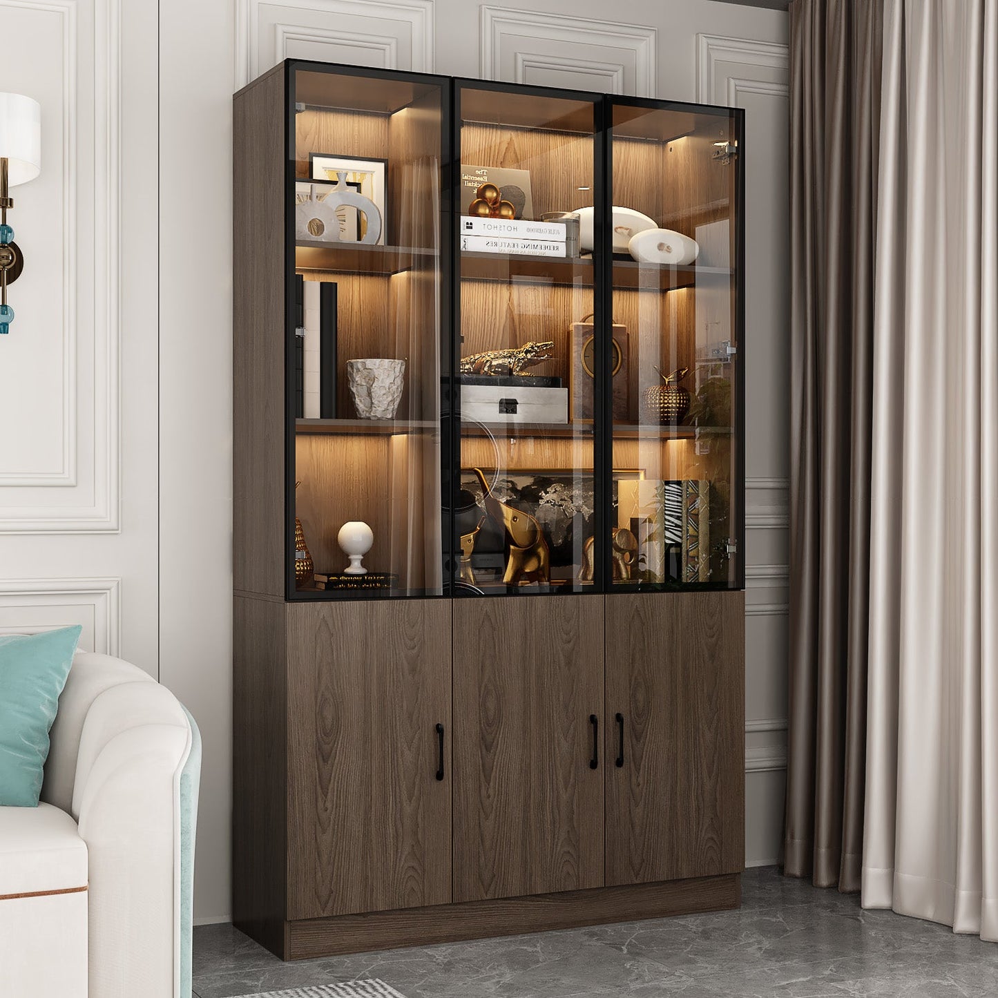 Bibliothèque combinée avec éclairage LED