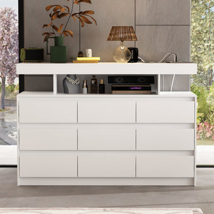 Commode à 9 tiroirs avec éclairage LED