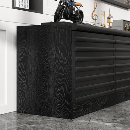 Meuble TV/console multimédia à 3 tiroirs et 2 placards, 78,5 po de largeur