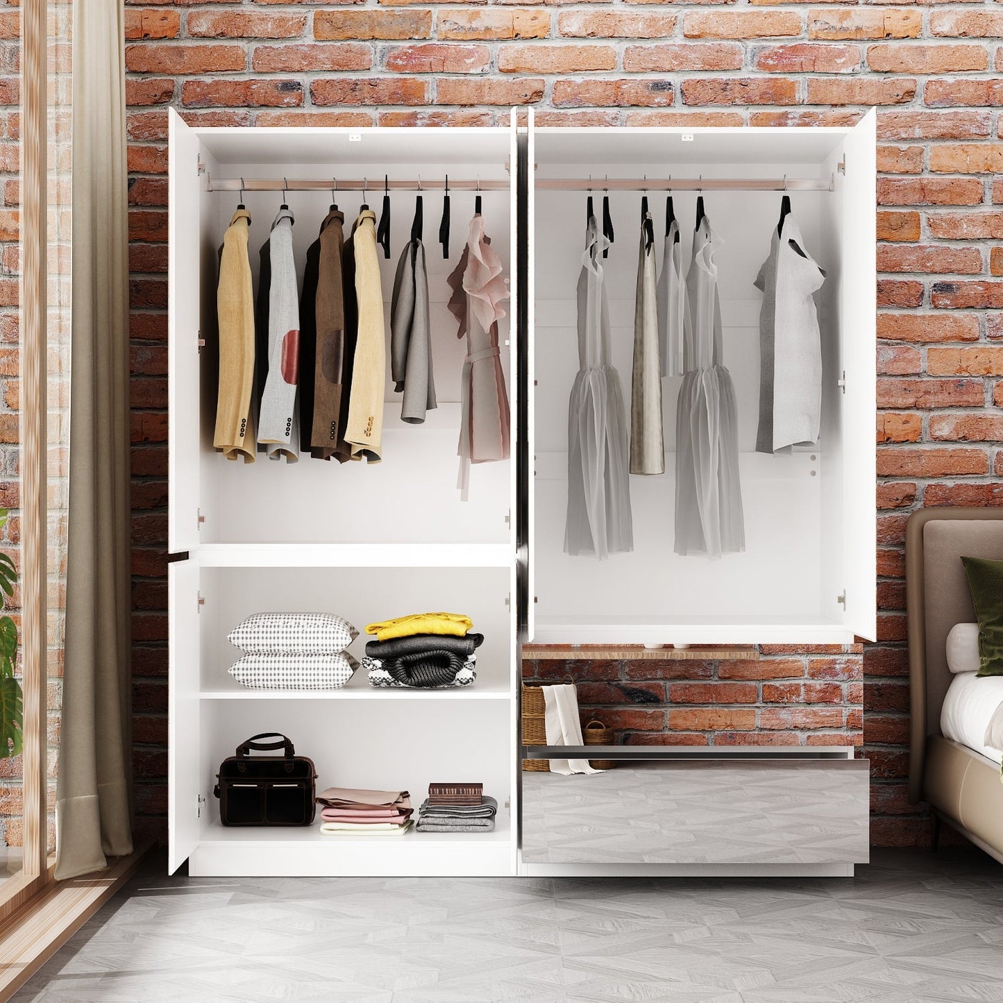 Armoire en bois massif et en panneaux de particules