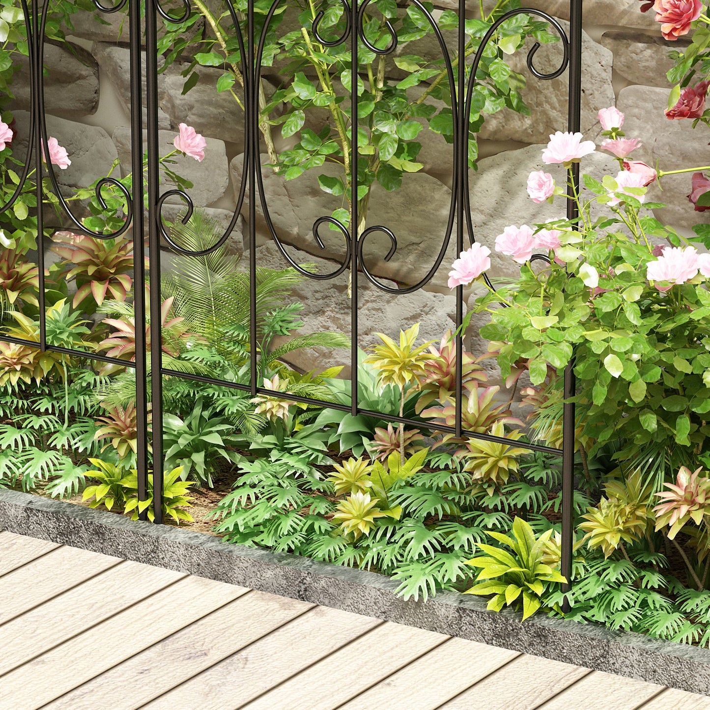 Treillis métallique robuste en fer noir antirouille pour plantes (lot de 2), 70,9 po H x 19,7 po L