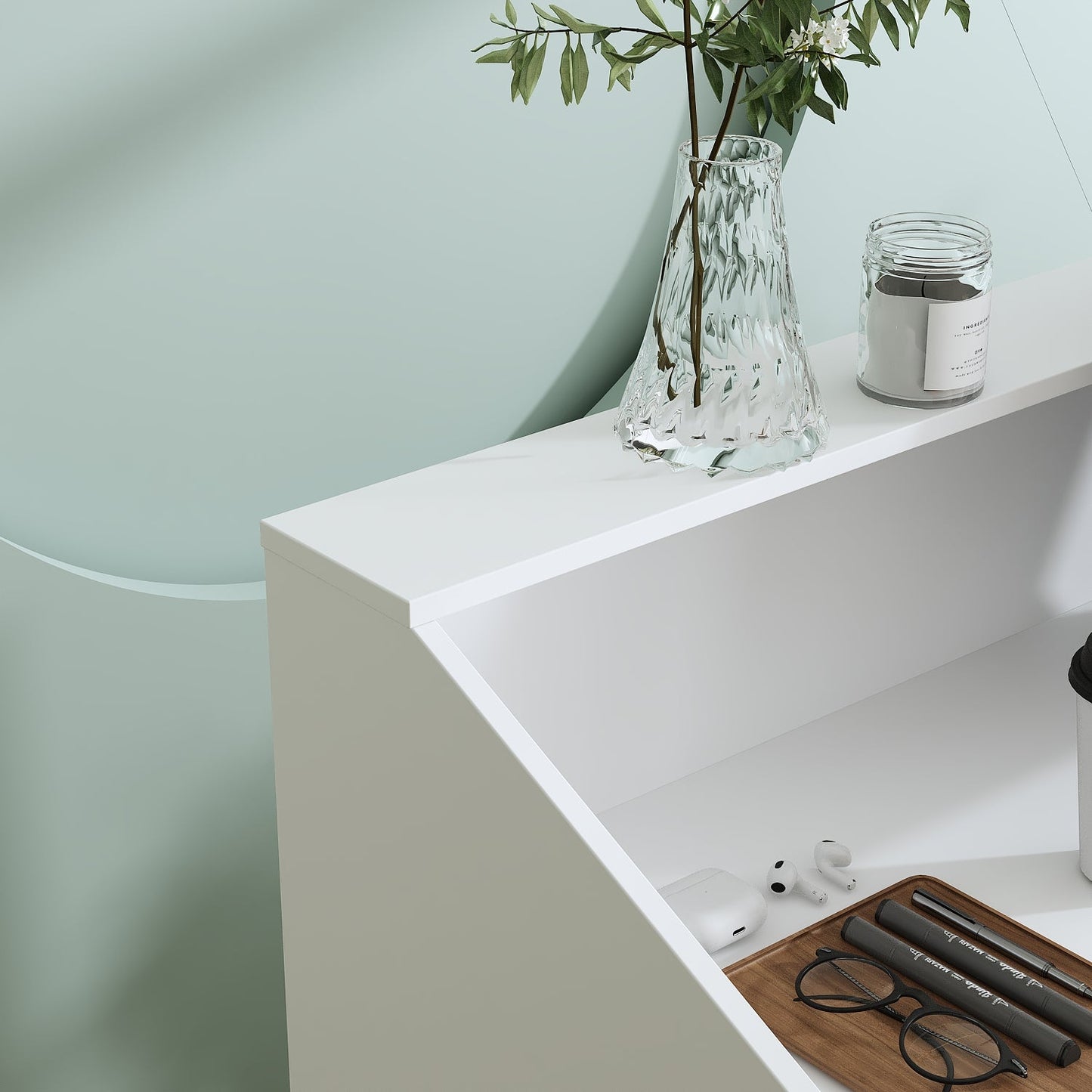 Bureau d'accueil de 47,2 pouces de large avec étagères ouvertes