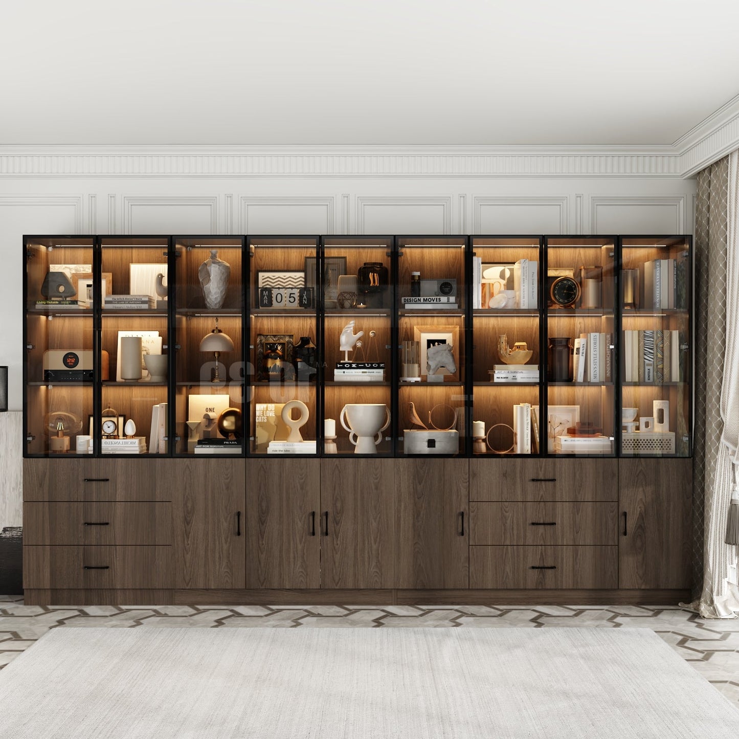 Bibliothèque combinée avec éclairage LED