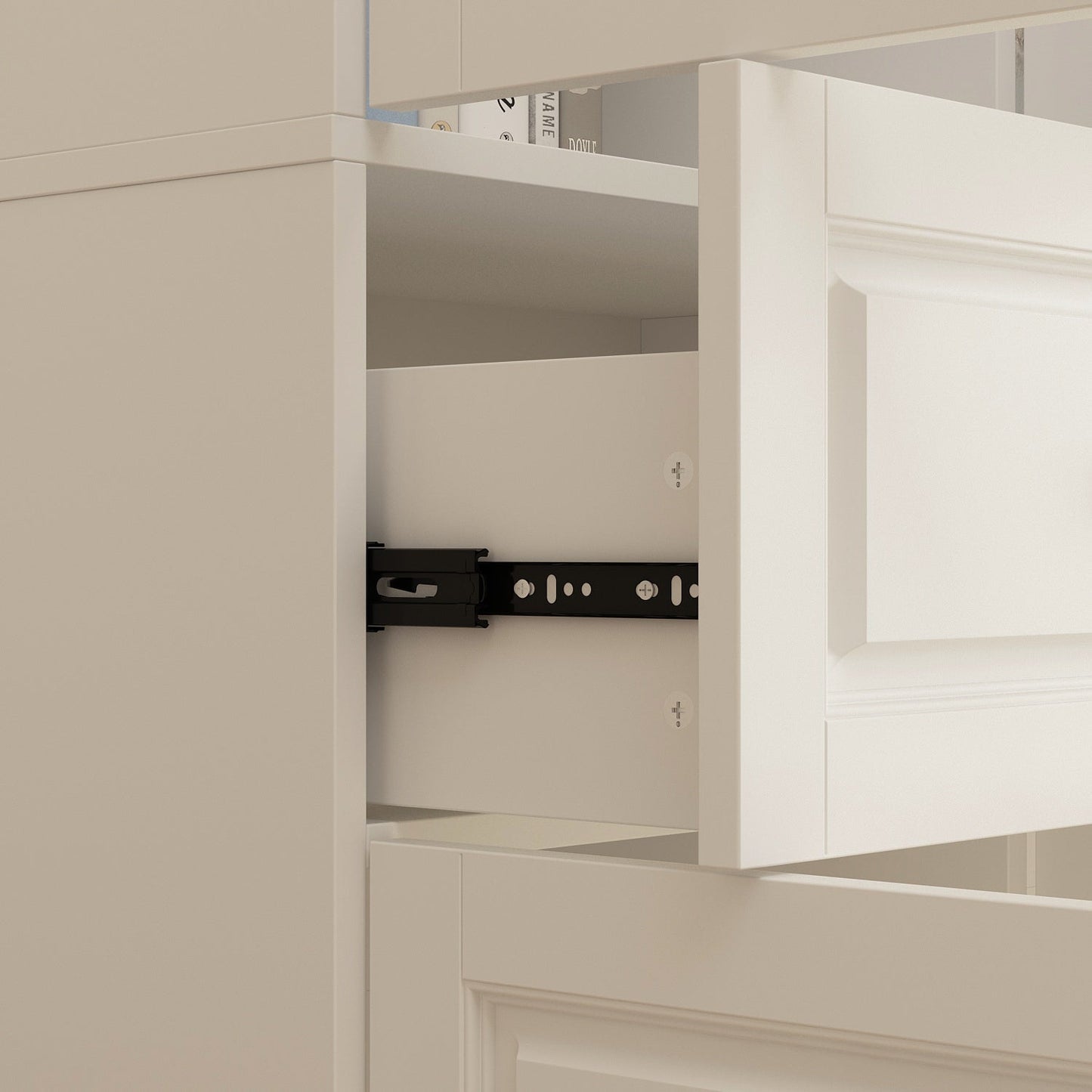 Grande vitrine d'angle avec étagère de rangement et bibliothèque combinées