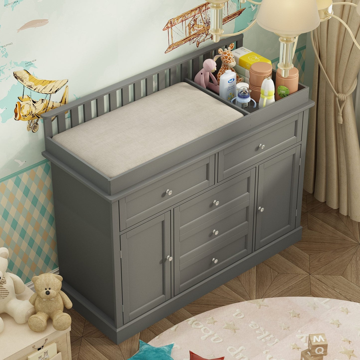 Table à langer à 3 tiroirs avec 2 placards