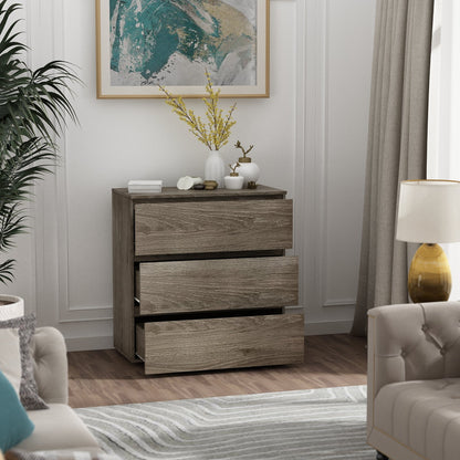 Commode à 3 tiroirs, buffet blanc avec 3 tiroirs sans poignées 