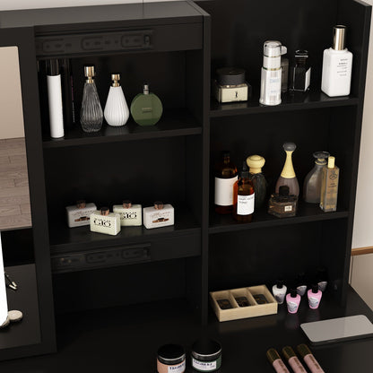 Coiffeuse avec miroir lumineux et prise électrique 