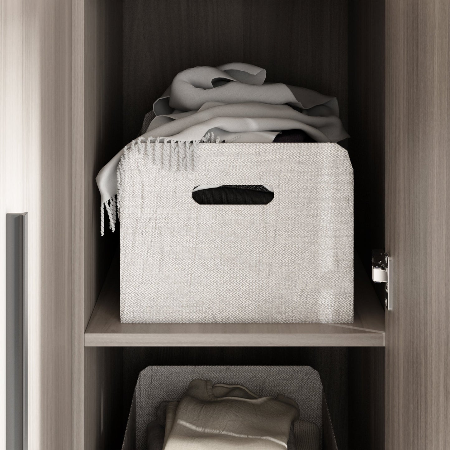 Armoire avec poignée en bois massif, grand meuble à 3 portes pour chambre à coucher