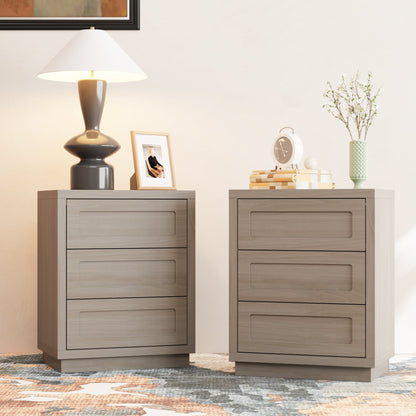 Table de chevet à 3 tiroirs au design rustique