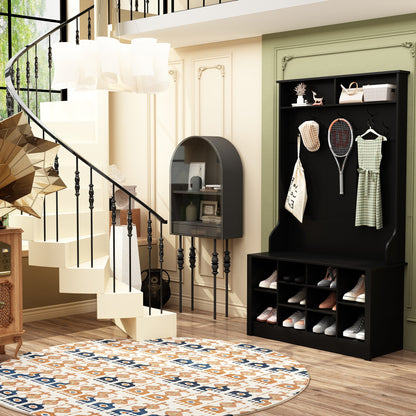 Meuble à chaussures avec banc et crochets pour entrée