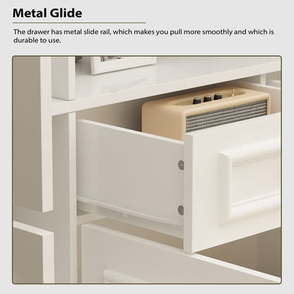 Vitrine d'angle avec étagère de rangement et bibliothèque, combinant 4 portes vitrées et 2 tiroirs