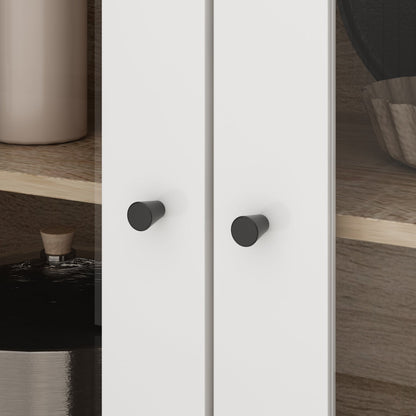 Grand placard de rangement de cuisine 63W avec étagère supérieure, 4 portes, 4 tiroirs et étagère pour micro-ondes 