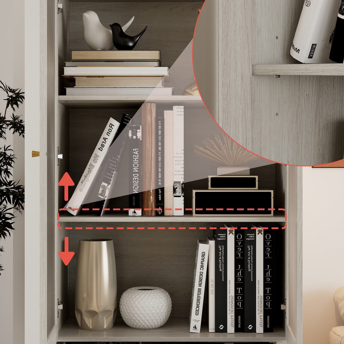 Bibliothèque modulaire à 4 tiroirs avec portes en verre dépoli, 71 po H x 126 po L