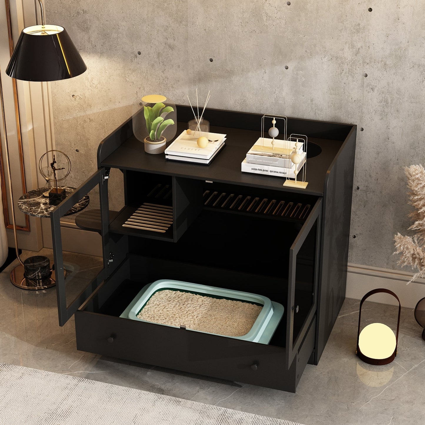 Enclos en bois pour bac à litière Enclos en bois pour bac à litière