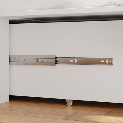 Lit escamotable pliable avec tables de chevet et finition blanche