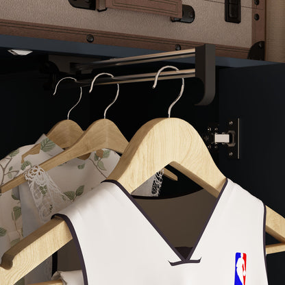 Armoire de rangement à 2 portes, 2 tiroirs et 1 miroir pour chambre à coucher