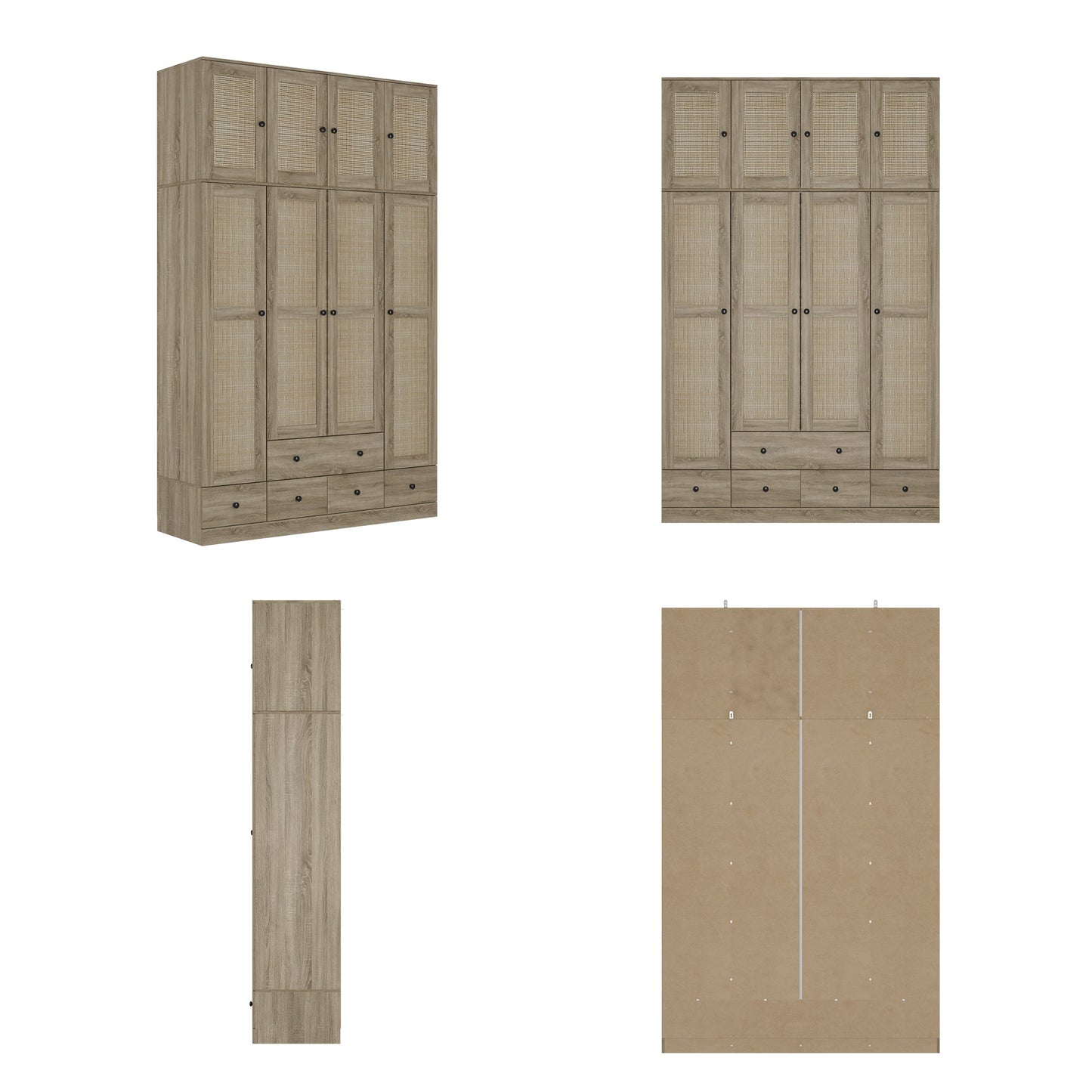 Armoire de style rustique avec 4 portes tressées en vigne