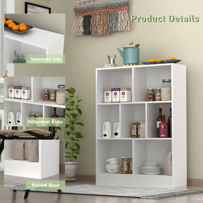 Meuble d'entrée, bibliothèque large pour enfants avec plusieurs compartiments et étagère à 3 niveaux 