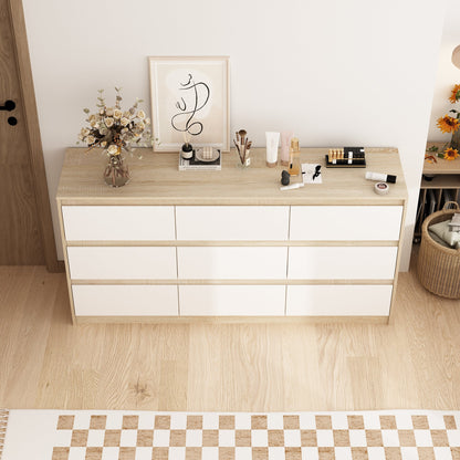 Buffet large à trois tiroirs avec rangement et 9 tiroirs