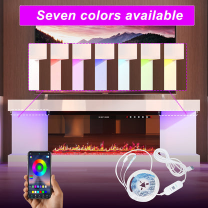 Meuble TV minimaliste et élégant avec cheminée électrique et éclairage