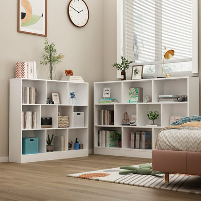 Meuble d'entrée, bibliothèque large pour enfants avec plusieurs compartiments et étagère à 3 niveaux 