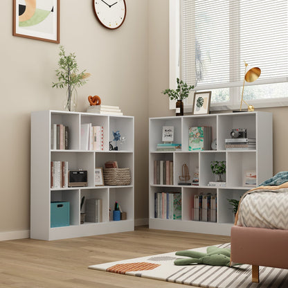 Meuble d'entrée, bibliothèque large pour enfants avec plusieurs compartiments et étagère à 3 niveaux 