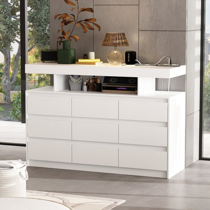 Commode à 9 tiroirs avec éclairage LED