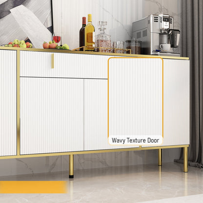 Buffet large noir avec tiroir et portes escamotables