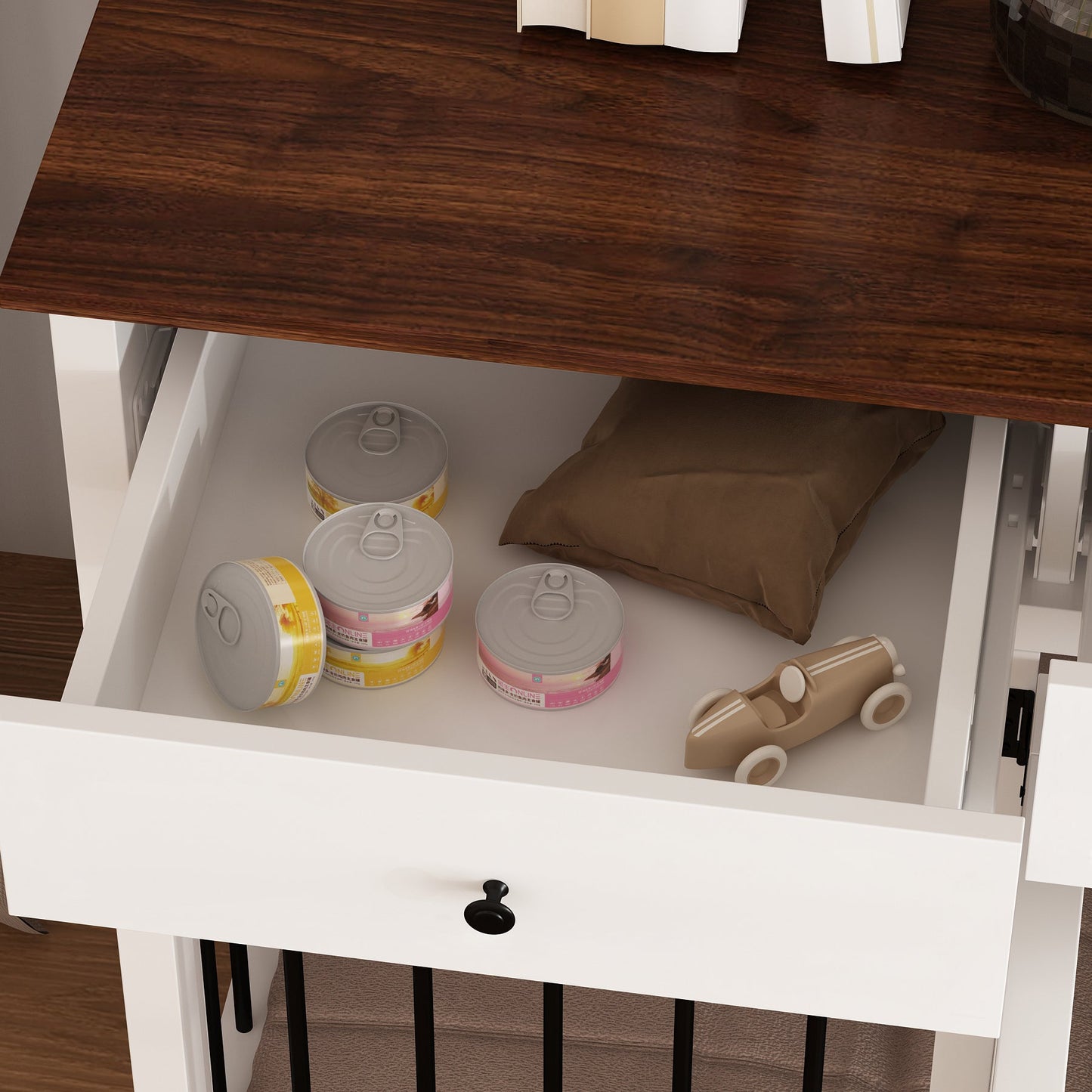 Meuble pour cage de grand chien avec 8 tiroirs