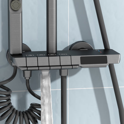 Système de douche complet avec écran LED, douchette à main, bec cascade et pistolet de douche