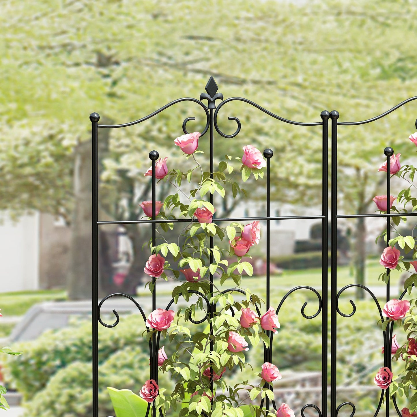 Treillis métallique robuste en fer noir antirouille pour plantes (lot de 2), 70,9 po H x 19,7 po L