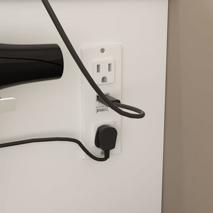 Coiffeuse avec miroir lumineux et prise électrique 