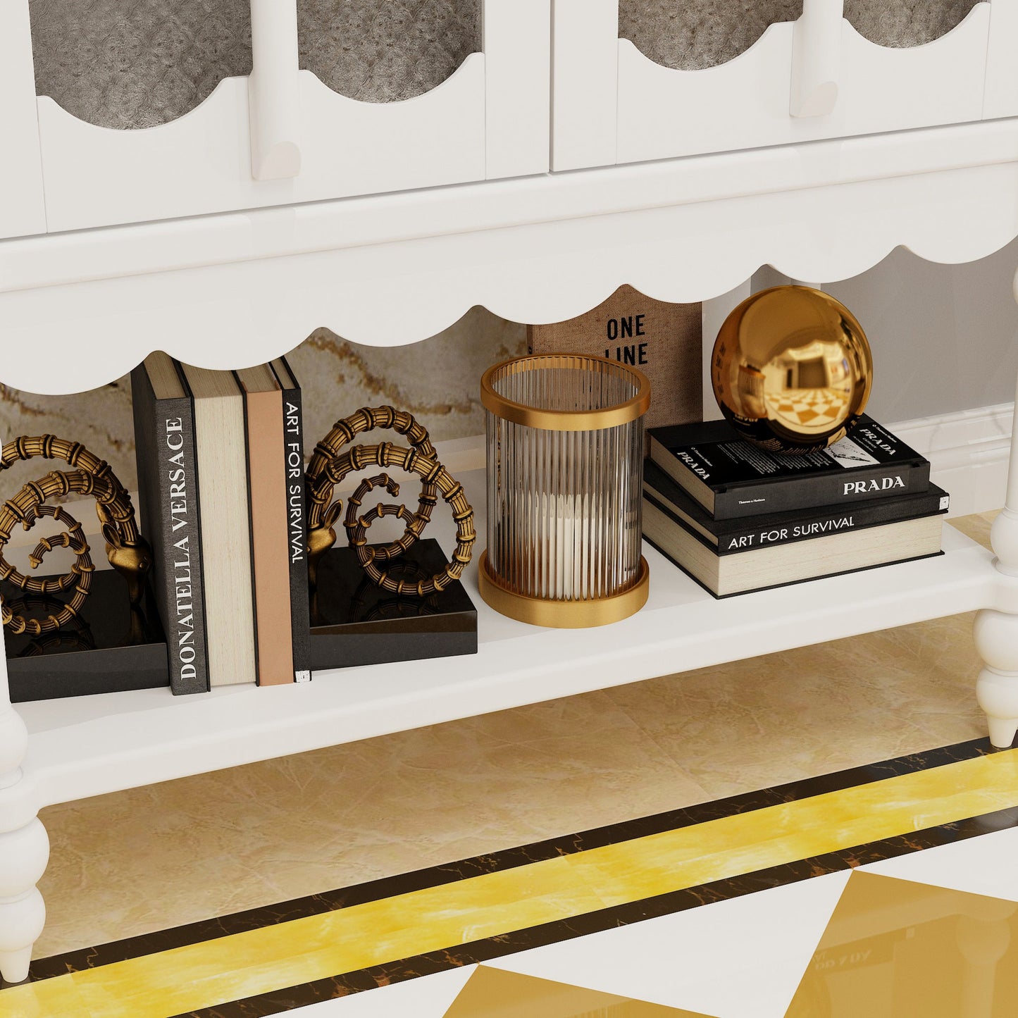 Vitrine de 158 cm de haut (62,2 po) avec portes vitrées, blanche