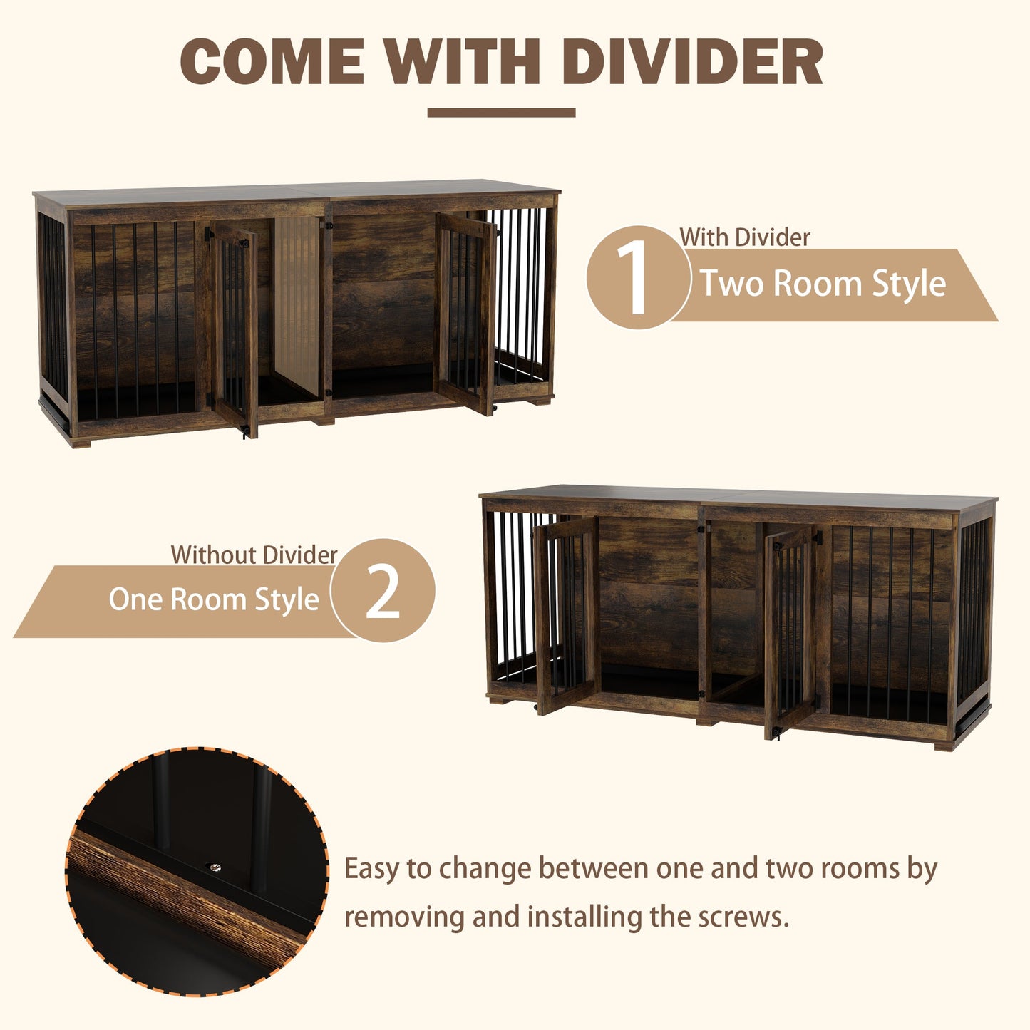 Cage pour animaux de compagnie à double porte de grande taille avec structure renforcée en acier