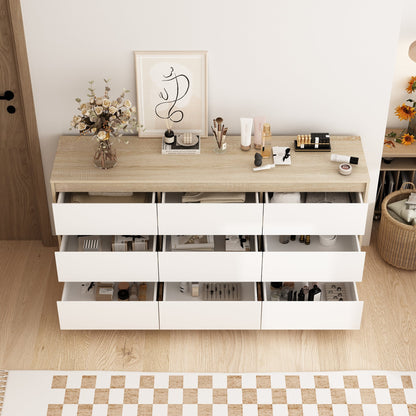 Buffet large à trois tiroirs avec rangement et 9 tiroirs