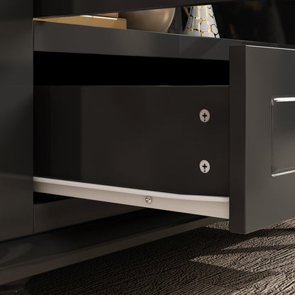 Buffet/meuble de rangement avec étagère à 3 niveaux et portes en acrylique